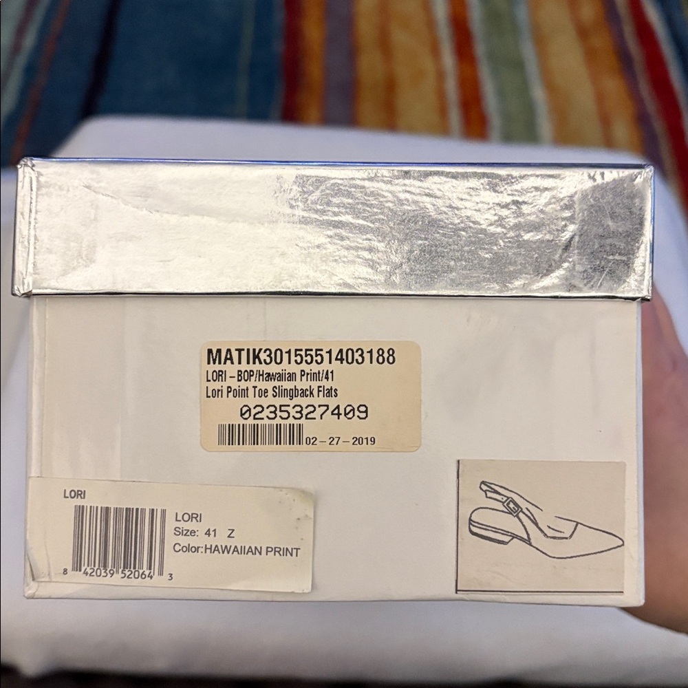 🦜 Matiko Lori Hawaiian Print Flat Pointed Toe Slingback Shoes. New! - Picture 8 of 9
